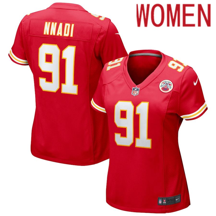 Women Kansas City Chiefs #91 Derrick Nnadi Nike Red Game NFL Jersey->women nfl jersey->Women Jersey